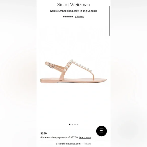 Stuart Weitzman Goldie Embellished Jelly Thong Sandals - size 9 - Picture 2 of 5